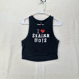 Forever 21 I Love Skater Boys Grunge Skater Cropped Tank Top
